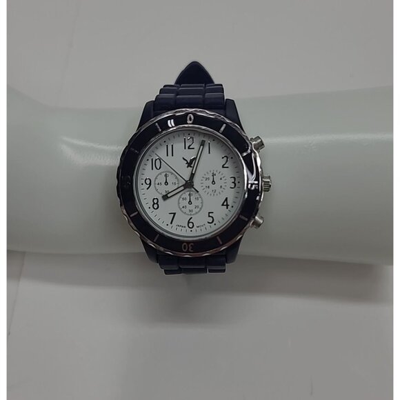 American Eagle Men's Watch Large Face Navy Blue Silicone Band Working - Picture 1 of 5